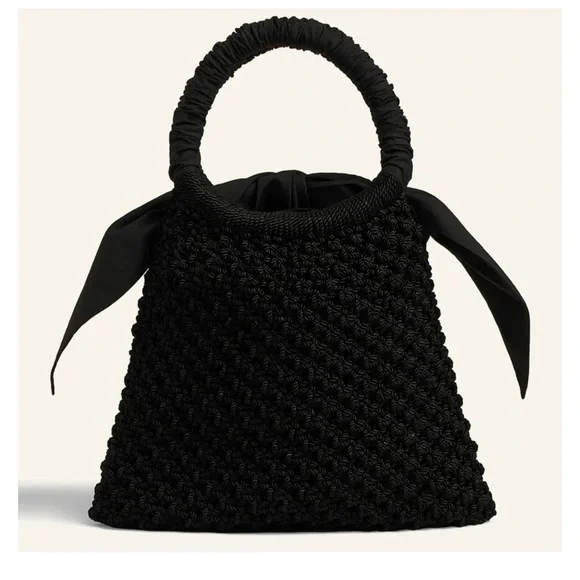 NWT Merlette Maris Crochet Macrame White Handle Mini Bag Purse - Picture 12 of 13